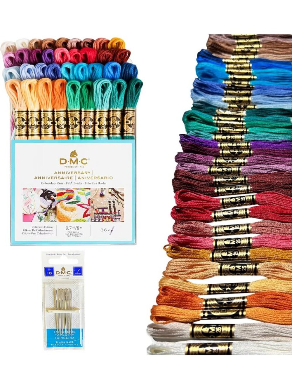 36 Color Embroidery Floss Bundle with Needles - Perfect for Crafting & DIY